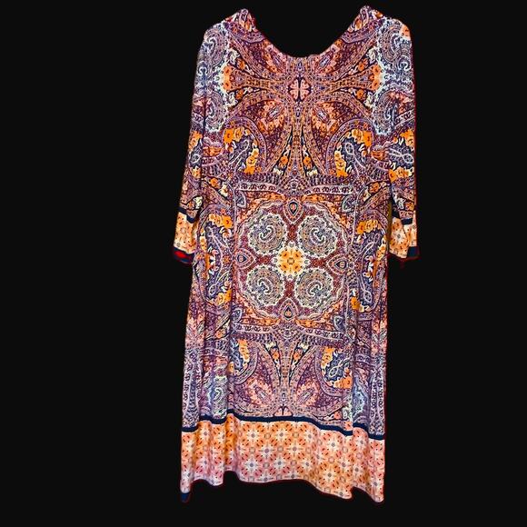London Style Collection Sz 18 Women’s 3/4 Sleeve Multicolor Midi Dress - Picture 1 of 8